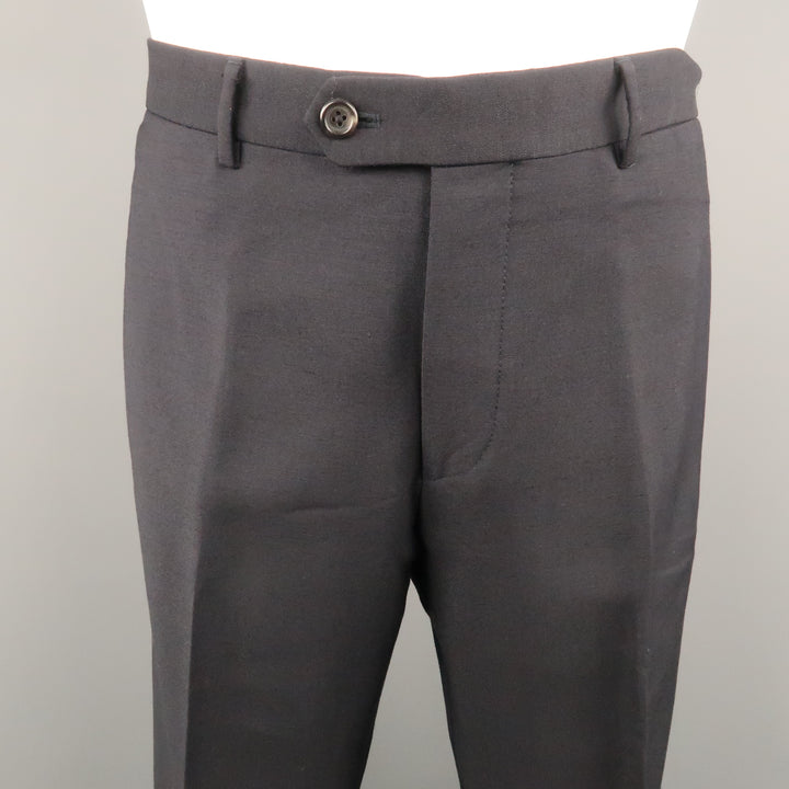PRADA Size 34 Navy Solid Mohair / Wool 31 Zip Fly Dress Pants