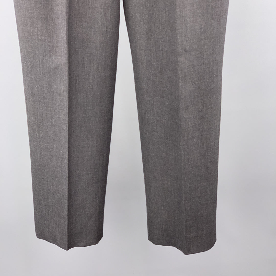 PRADA Size 34 x 30 Charcoal Solid Wool Zip Fly Dress Pants Sui Generis Designer Consignment PRADA Size 34 x 30 Charcoal Solid Wool Zip Fly Dress Pants Sui Generis Designer Consignment