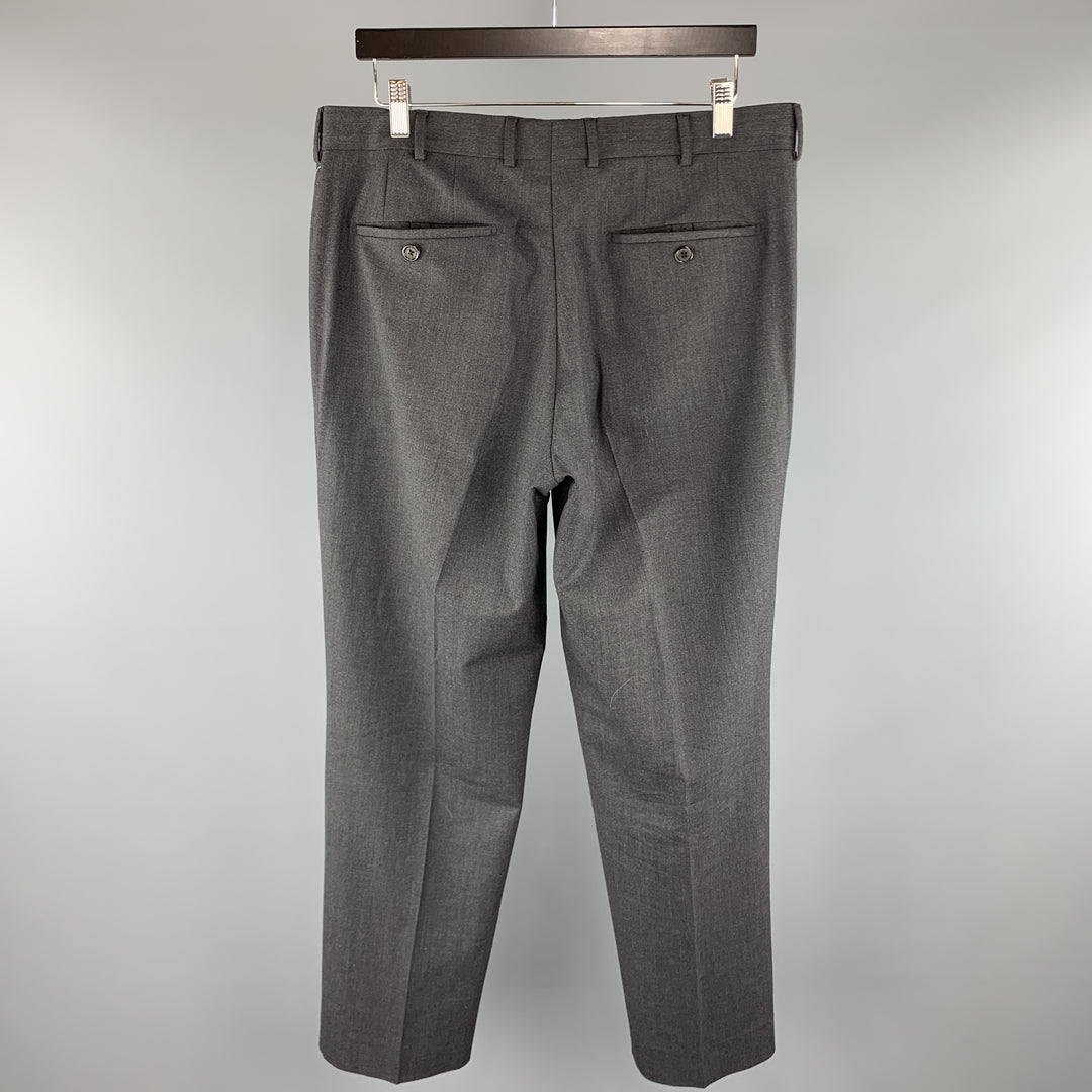 PRADA Size 34 x 30 Charcoal Solid Wool Zip Fly Dress Pants Sui Generis Designer Consignment PRADA Size 34 x 30 Charcoal Solid Wool Zip Fly Dress Pants Sui Generis Designer Consignment