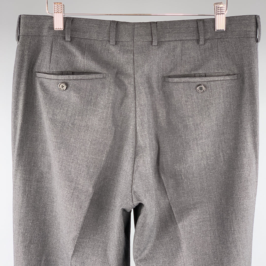 PRADA Size 34 x 30 Charcoal Solid Wool Zip Fly Dress Pants Sui Generis Designer Consignment PRADA Size 34 x 30 Charcoal Solid Wool Zip Fly Dress Pants Sui Generis Designer Consignment