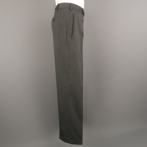 PRADA Size 36 Gray Stripe Wool Blend 31 Button Fly Dress Pants