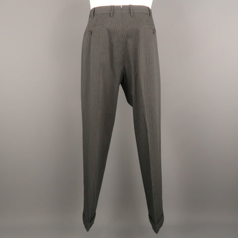 PRADA Size 36 Gray Stripe Wool Blend 31 Button Fly Dress Pants