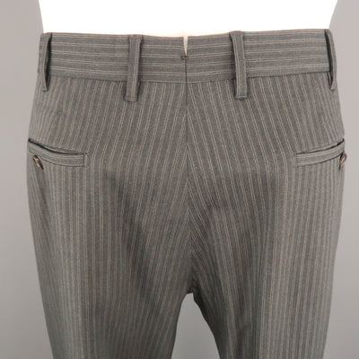 PRADA Size 36 Gray Stripe Wool Blend 31 Button Fly Dress Pants