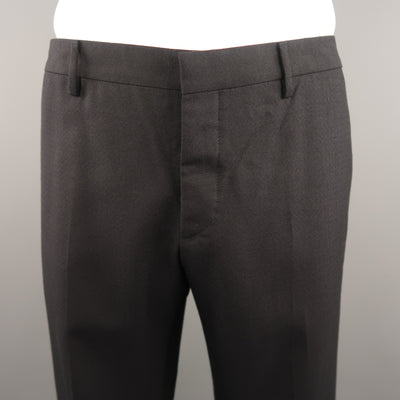 PRADA Size 38 x 28 Navy Checkered Wool Dress Pants