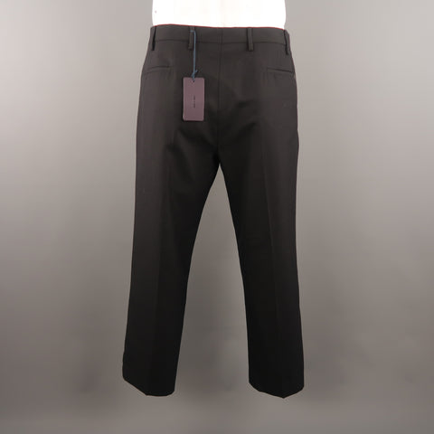 PRADA Size 38 x 28 Navy Checkered Wool Dress Pants