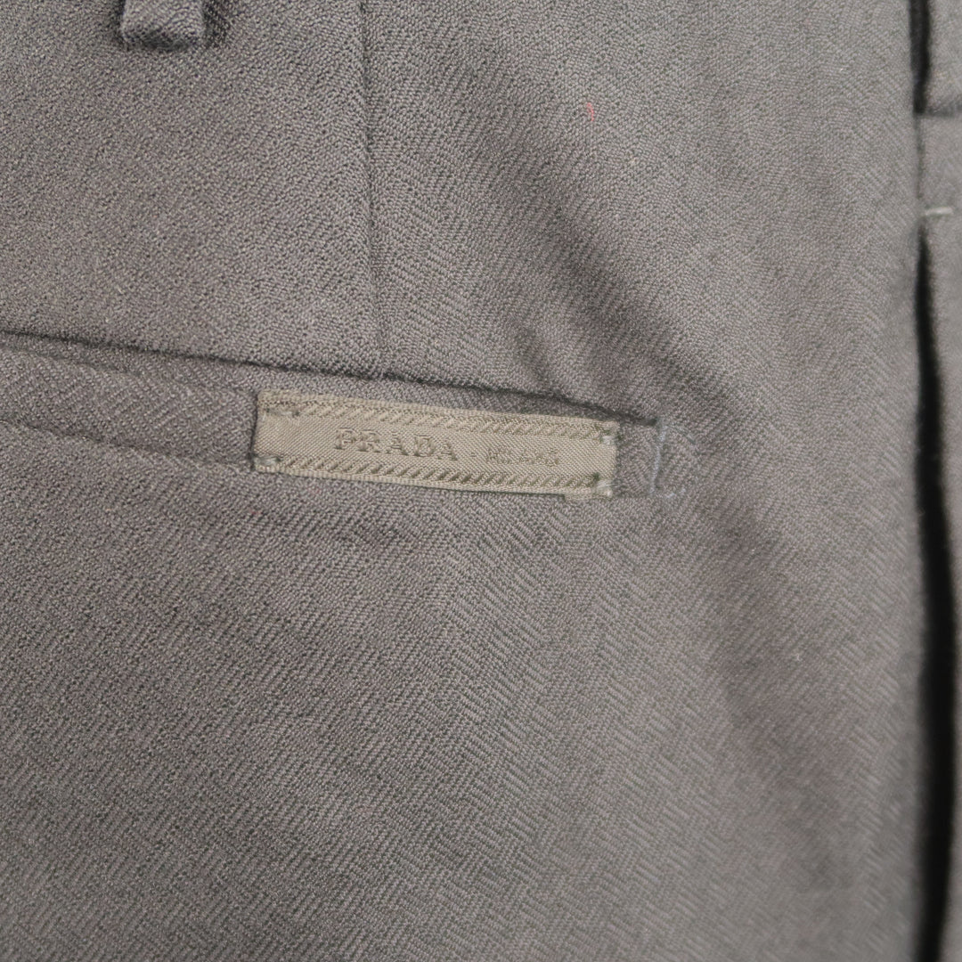 PRADA Taille 38 x 28 Pantalon habillé en laine à carreaux bleu marine