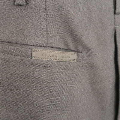 PRADA Size 38 x 28 Navy Checkered Wool Dress Pants