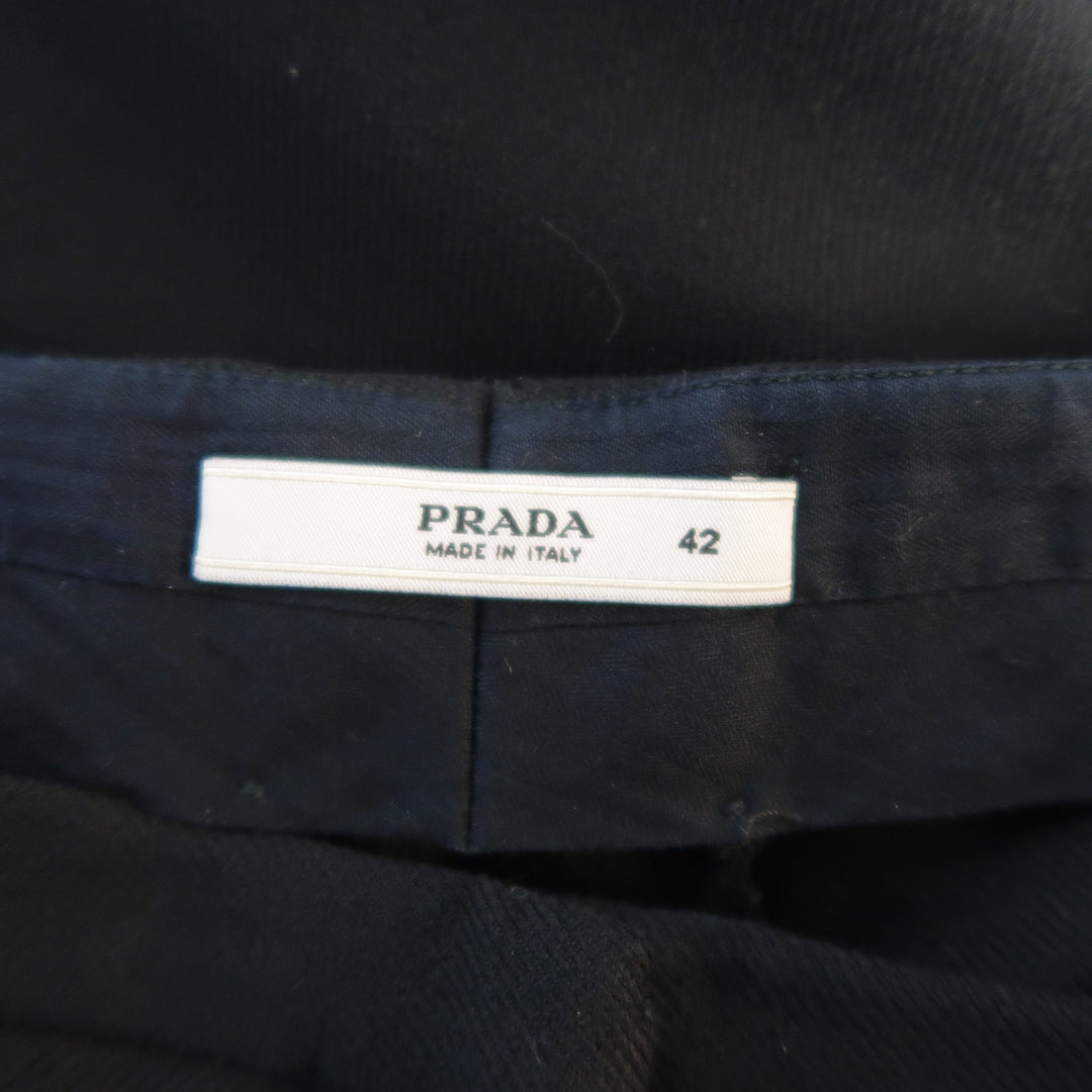 PRADA Size 6 Black Twill Riding Patch Dress Pants
