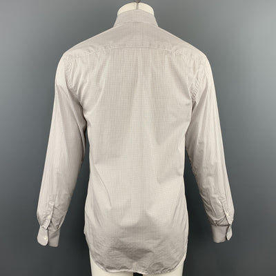 PRADA Size M White Plaid Cotton Button Up Long Sleeve Shirt