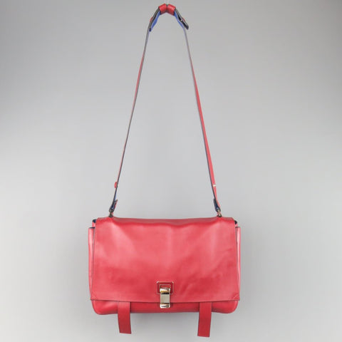 PROENZA SCHOULER Red & Blue Color Block Leather Shoulder Bag