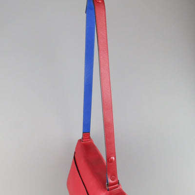 PROENZA SCHOULER Red & Blue Color Block Leather Shoulder Bag