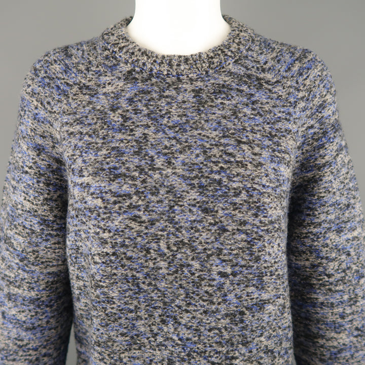 PROENZA SCHOULER Size XS Blue & Grey Heathered Marble Wool Blend Sweater