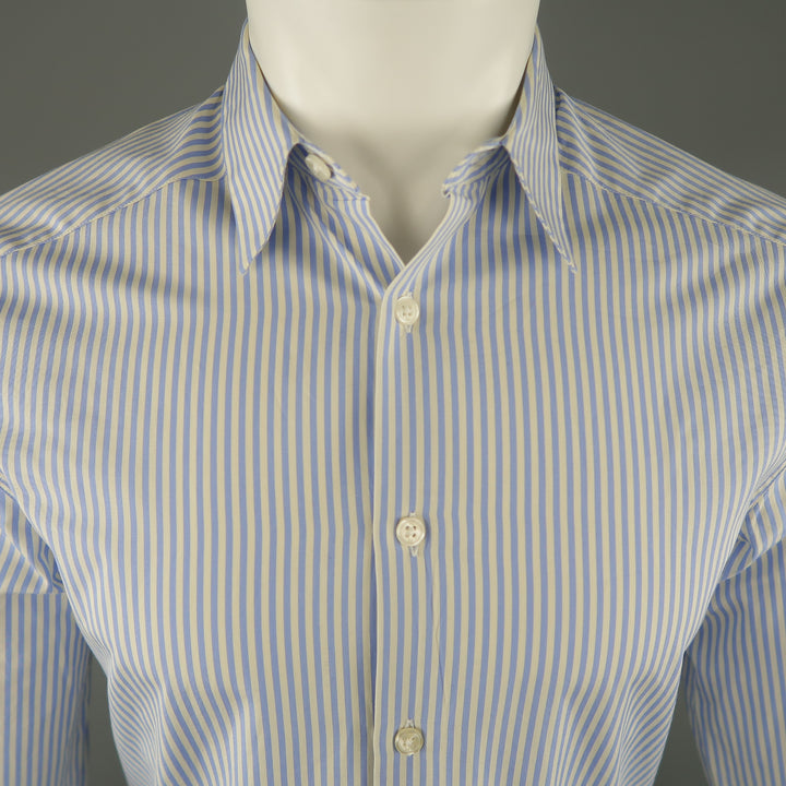 PS by PAUL SMITH Size S Blue & White Stripe Cotton Long Sleeve Shirt