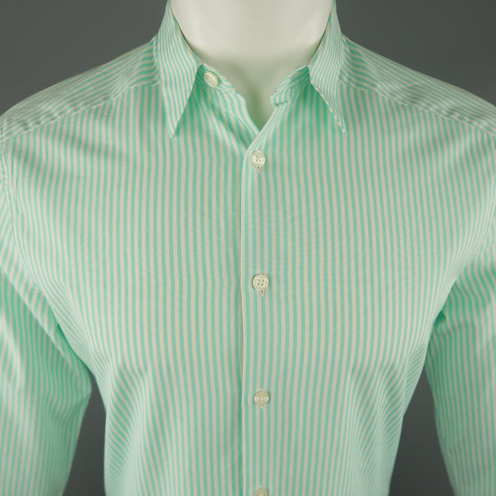 PS by PAUL SMITH Size S Green & White Stripe Cotton Long Sleeve Shirt