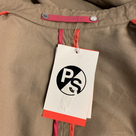 PS by PAUL SMITH XL Khaki Cotton / Nylon Hidden Buttons Long Coat