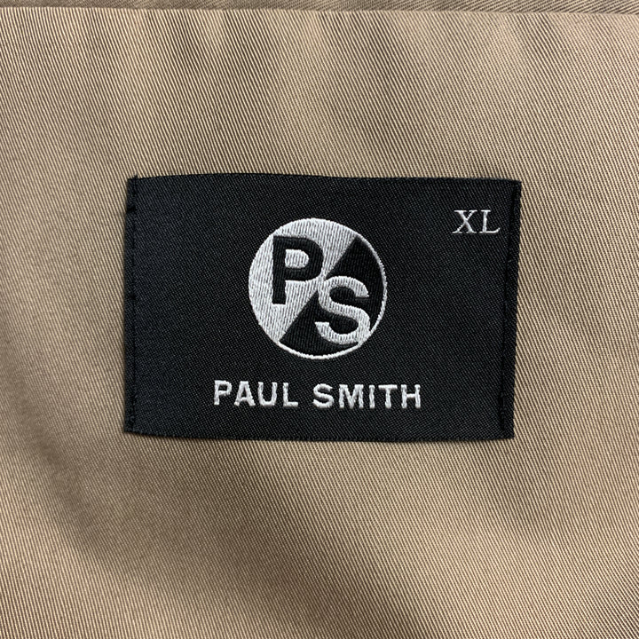 PS by PAUL SMITH XL Khaki Cotton / Nylon Hidden Buttons Long Coat