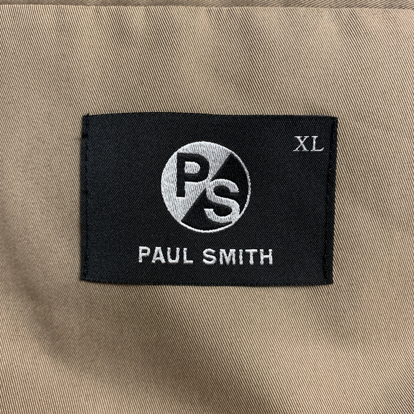 PS by PAUL SMITH XL Khaki Cotton / Nylon Hidden Buttons Long Coat