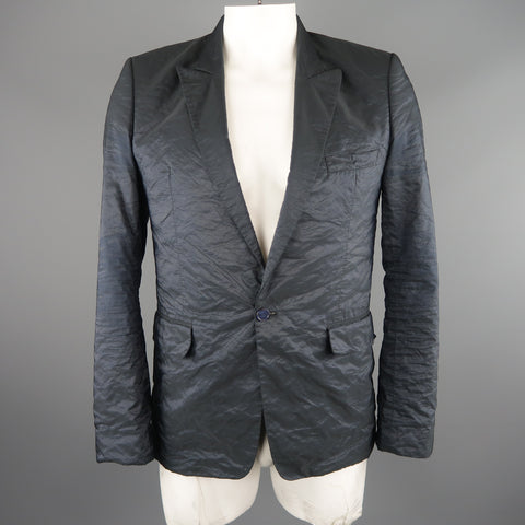 RAF SIMONS 40 Regular Navy Metallic Polyester Blend Sport Coat