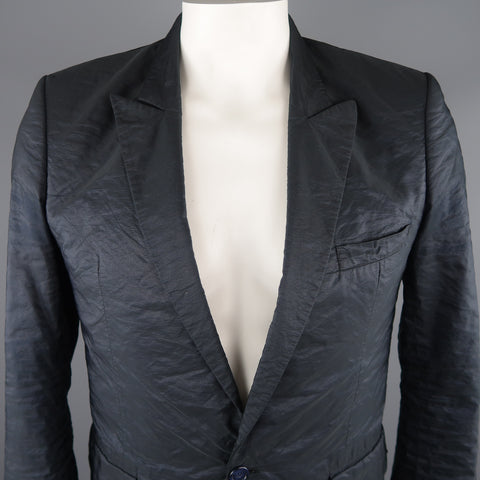 RAF SIMONS 40 Regular Navy Metallic Polyester Blend Sport Coat