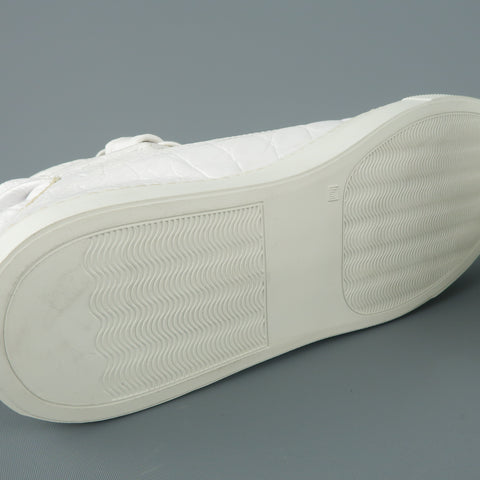 RAF SIMONS Size 7 White Crocodile Embossed Leather Astronaut Boot Sneakers