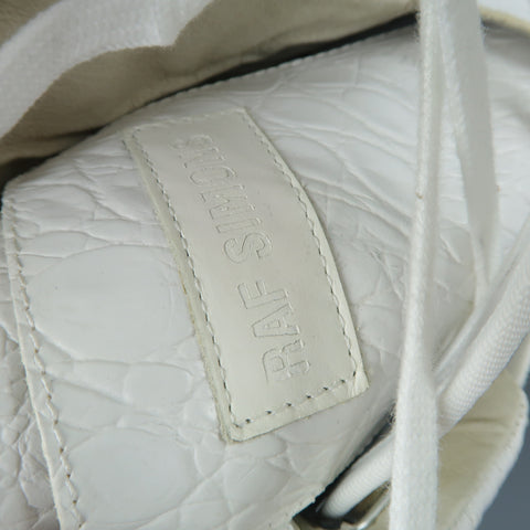 RAF SIMONS Size 7 White Crocodile Embossed Leather Astronaut Boot Sneakers