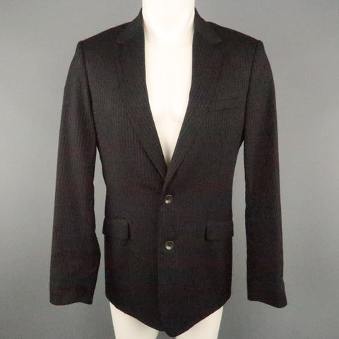 RAG & BONE 38 Black Stripe Wool Blend Notch Lapel  Sport Coat