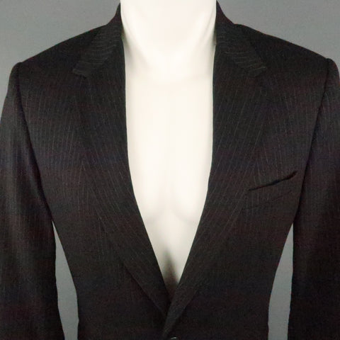 RAG & BONE 38 Black Stripe Wool Blend Notch Lapel  Sport Coat