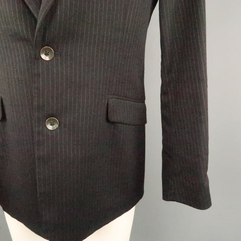 RAG &amp; BONE 38 Abrigo deportivo con solapa de muesca en mezcla de lana a rayas negras