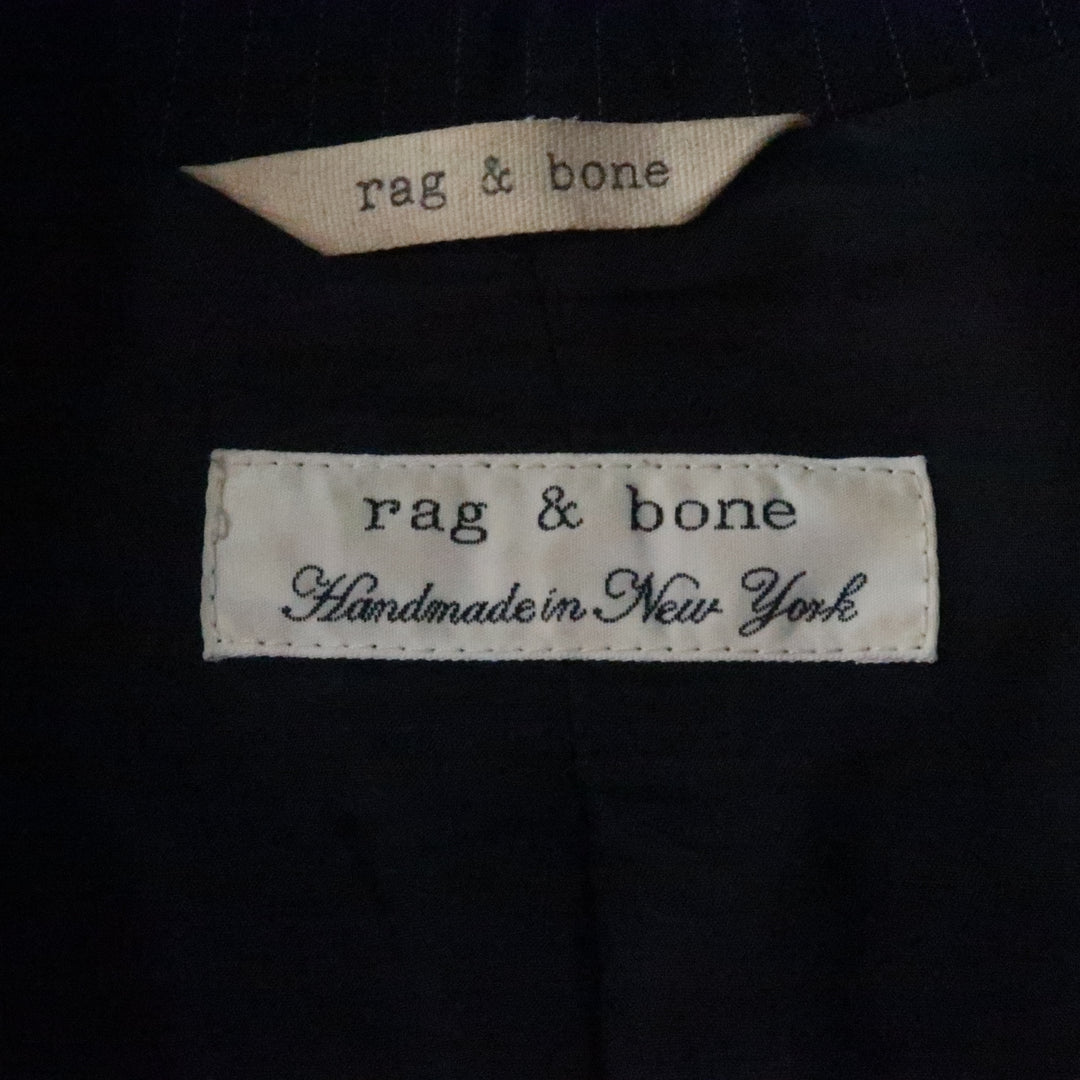 RAG & BONE 38 Black Stripe Wool Blend Notch Lapel  Sport Coat