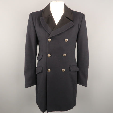 RAG & BONE Chest Size 42 Navy Solid Wool / Nylon Double Breasted Coat