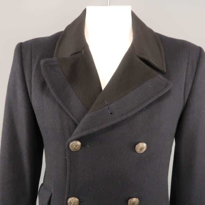 RAG & BONE Chest Size 42 Navy Solid Wool / Nylon Double Breasted Coat