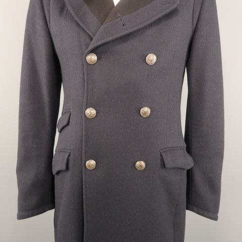 RAG & BONE Chest Size 42 Navy Solid Wool / Nylon Double Breasted Coat