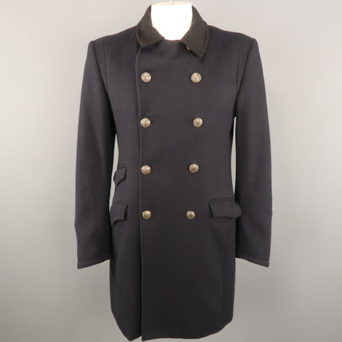 RAG & BONE Chest Size 42 Navy Solid Wool / Nylon Double Breasted Coat