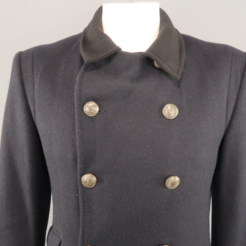 RAG & BONE Chest Size 42 Navy Solid Wool / Nylon Double Breasted Coat
