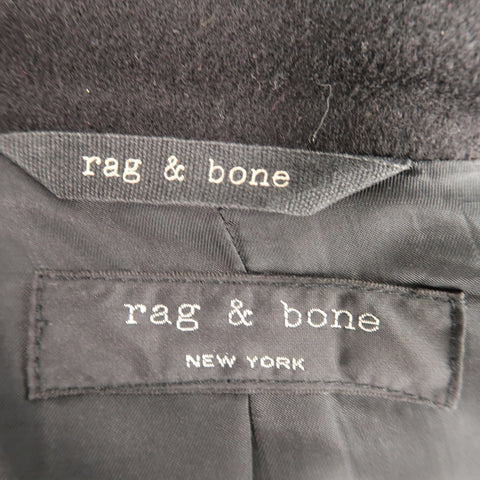 RAG & BONE Chest Size 42 Navy Solid Wool / Nylon Double Breasted Coat