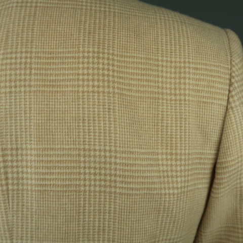 RALPH LAUREN 40 Khaki & Tan Glenplaid Cashmere Notch Lapel Sport Coat