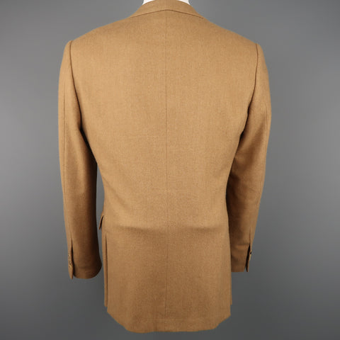 RALPH LAUREN 40 Long Tan Herringbone Cashmere Notch Lapel Sport Coat