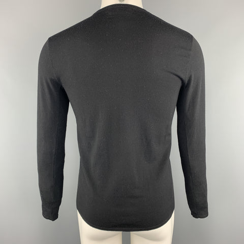 RALPH LAUREN BLACK LABEL Size S Black Wool Blend V-Neck Pullover Sweater