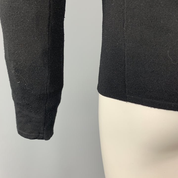 RALPH LAUREN BLACK LABEL Size S Black Wool Blend V-Neck Pullover Sweater