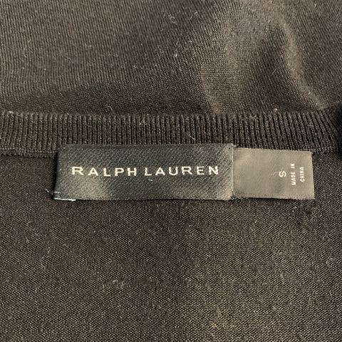 RALPH LAUREN BLACK LABEL Size S Black Wool Blend V-Neck Pullover Sweater