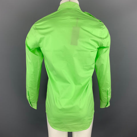 RALPH LAUREN Black Label S Lime Green Cotton Patch Pockets Long Sleeve Shirt