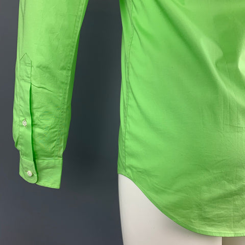 RALPH LAUREN Black Label S Lime Green Cotton Patch Pockets Long Sleeve Shirt