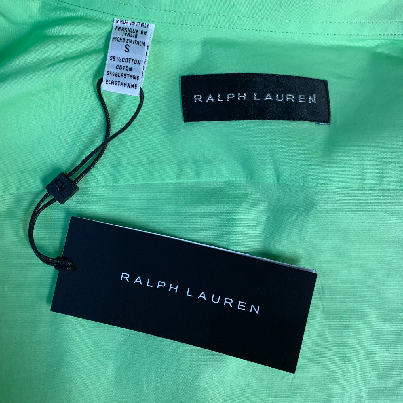 RALPH LAUREN Black Label S Lime Green Cotton Patch Pockets Long Sleeve Shirt