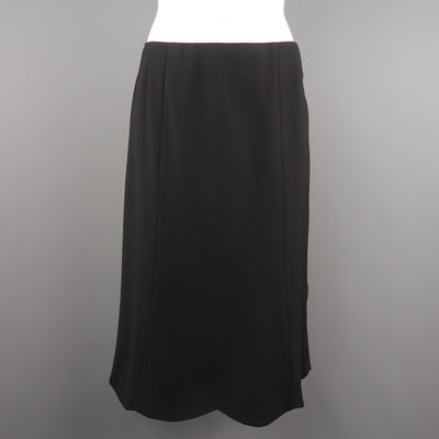 RALPH LAUREN Black Label Size 6 Black Wool Blend Scalloped Hem A Line Skirt