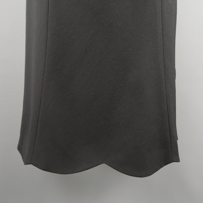 RALPH LAUREN Black Label Size 6 Black Wool Blend Scalloped Hem A Line Skirt