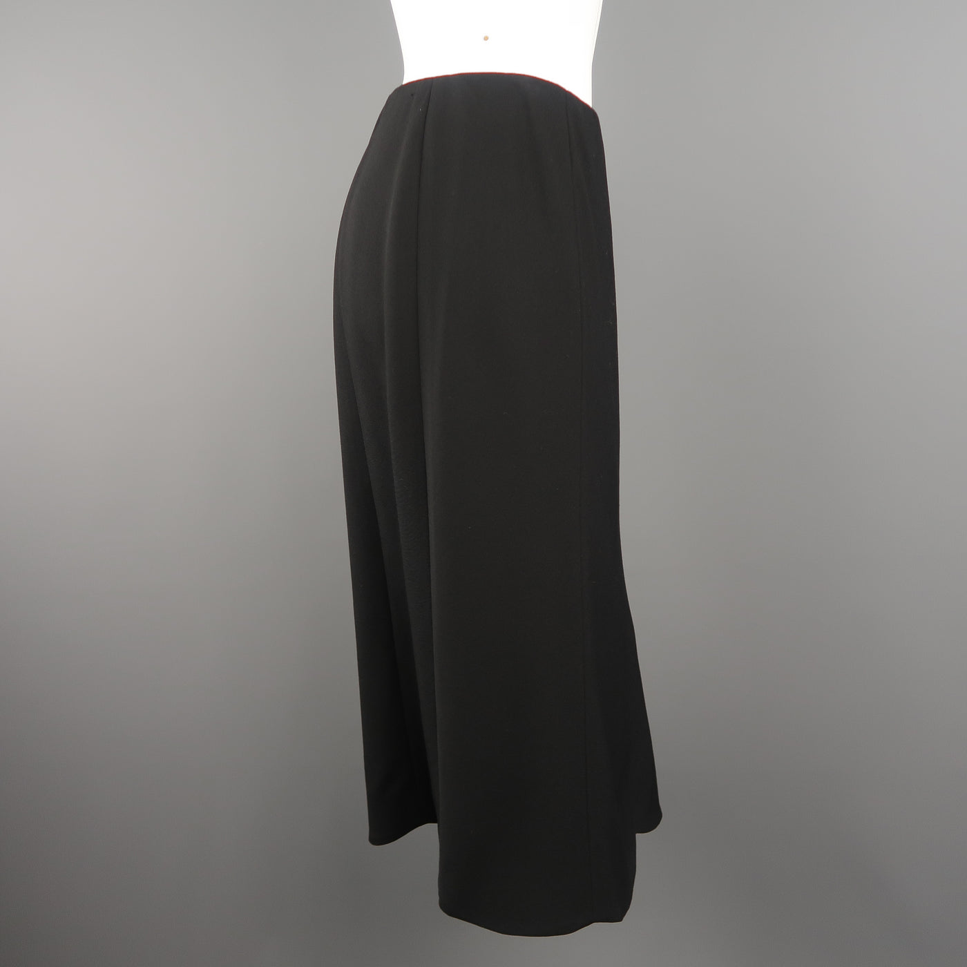 RALPH LAUREN Black Label Size 6 Black Wool Blend Scalloped Hem A Line Skirt