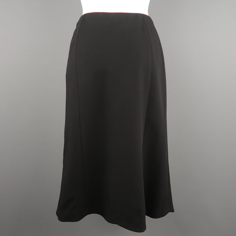 RALPH LAUREN Black Label Size 6 Black Wool Blend Scalloped Hem A Line Skirt