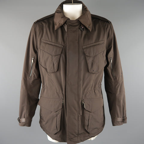 RALPH LAUREN Black Label XL Brown Solid Polyester Jacket