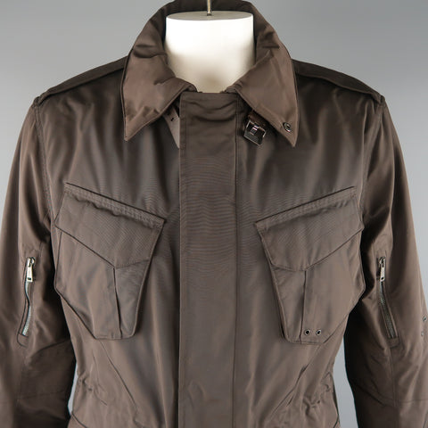 RALPH LAUREN Black Label XL Brown Solid Polyester Jacket