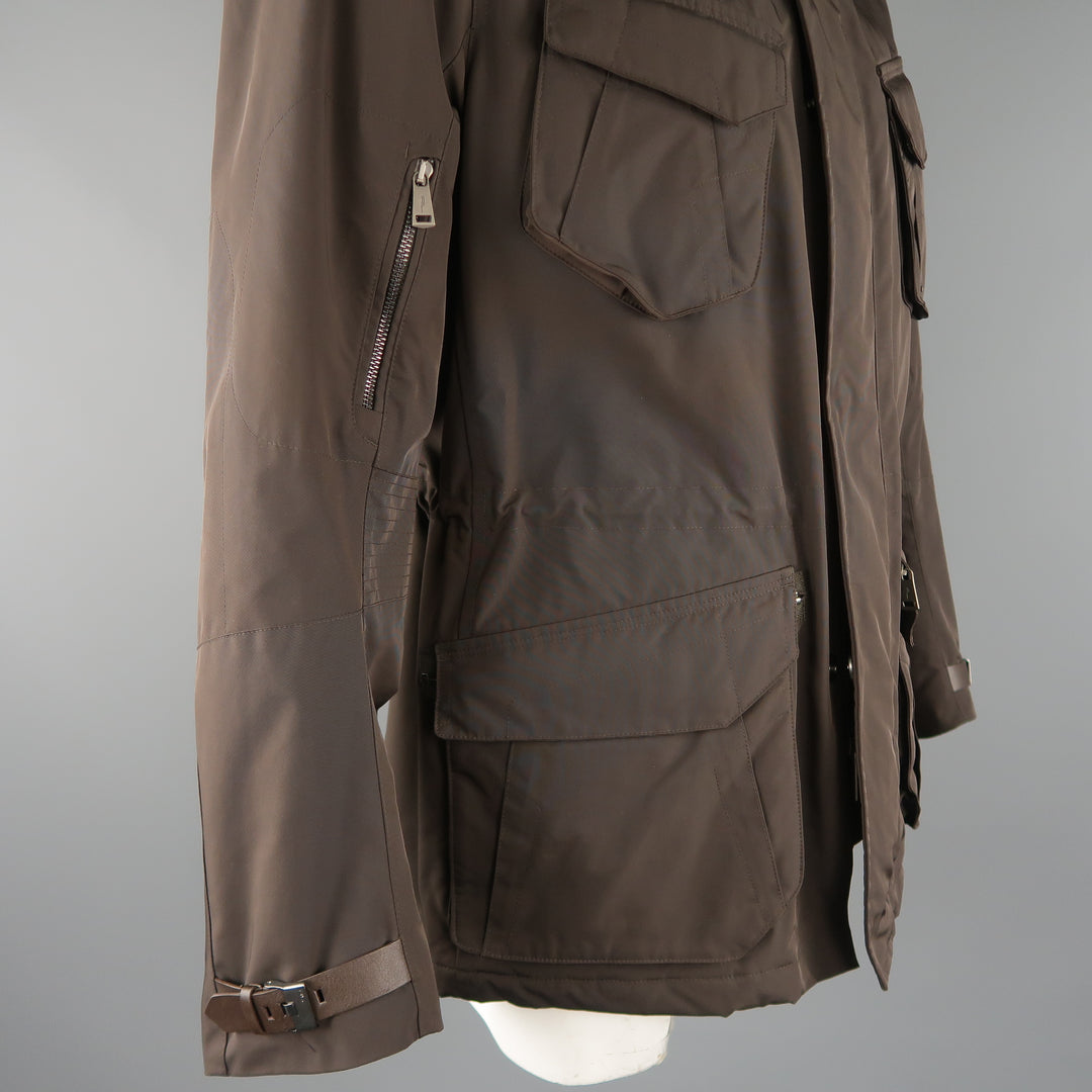 RALPH LAUREN Black Label XL Brown Solid Polyester Jacket